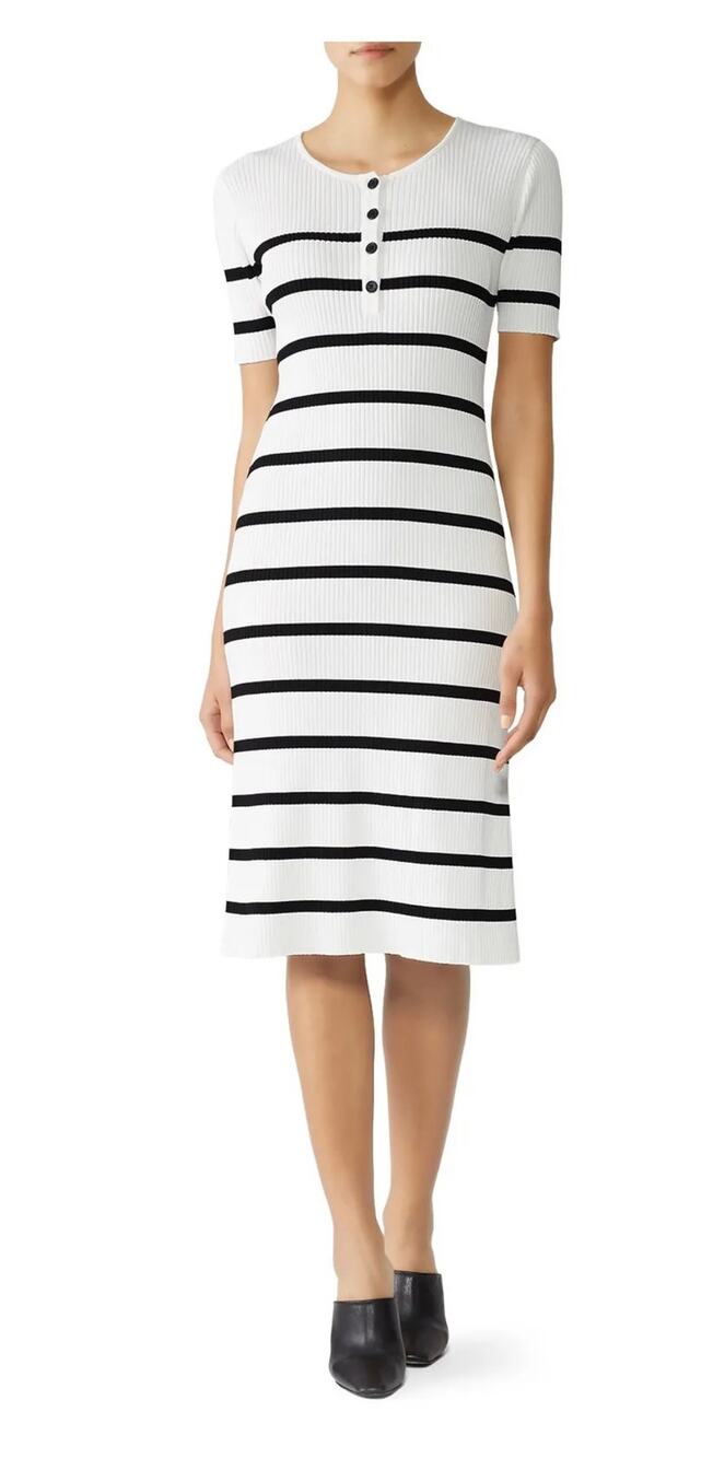 Slate & Willow Striped Henley Dress XS df1
